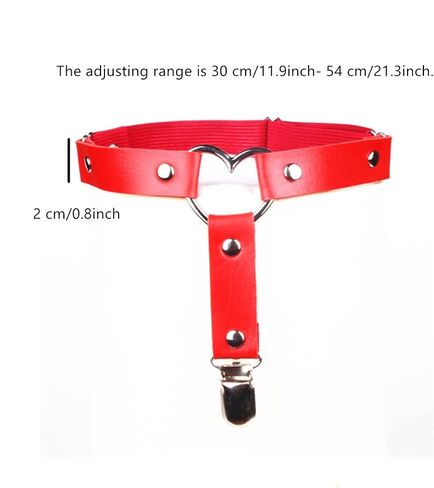 AISIBO Heart Leg Garter Belt, 2PCS Heart Leg Garter Belt Thigh Harness, Women Adjustable Leather Thigh Garter for Women Girl(Black,Red) in Saudi Arabia