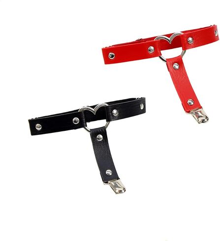 AISIBO Heart Leg Garter Belt, 2PCS Heart Leg Garter Belt Thigh Harness, Women Adjustable Leather Thigh Garter for Women Girl(Black,Red) in Saudi Arabia