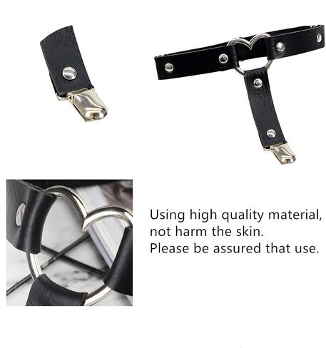 AISIBO Heart Leg Garter Belt, 2PCS Heart Leg Garter Belt Thigh Harness, Women Adjustable Leather Thigh Garter for Women Girl(Black,Red) in Saudi Arabia
