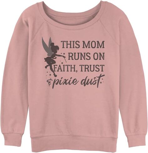 Disney Women's Tinkerbell Runs on Ftpd Junior's Raglan Pullover with Coverstitch in Saudi Arabia