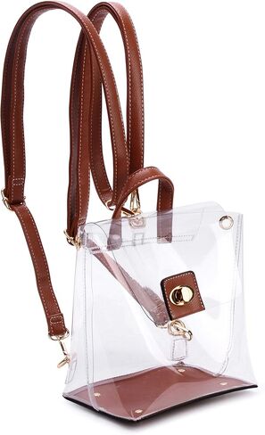 HOXIS Multifunction Clear Backpack for Stadium Approved Convertible Women Cross Body Bag (Brown) in Saudi Arabia