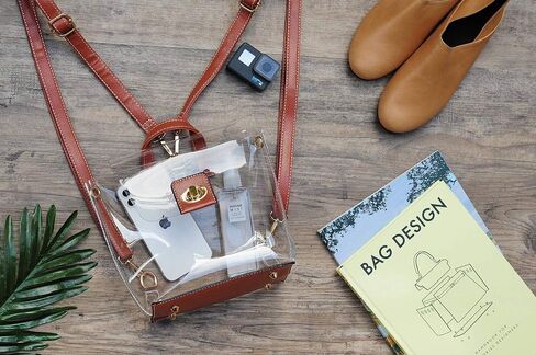 HOXIS Multifunction Clear Backpack for Stadium Approved Convertible Women Cross Body Bag (Brown) in Saudi Arabia