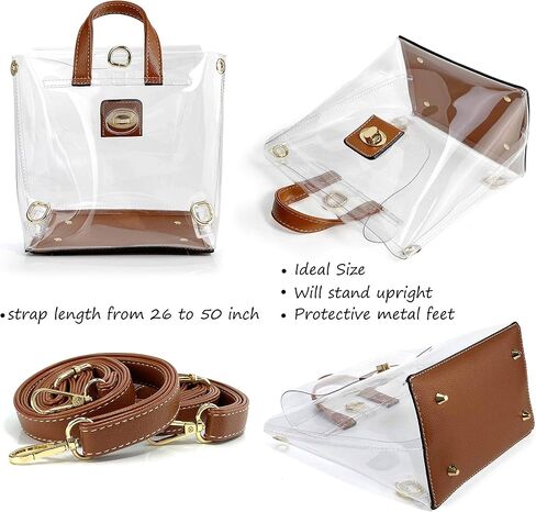 HOXIS Multifunction Clear Backpack for Stadium Approved Convertible Women Cross Body Bag (Brown) in Saudi Arabia