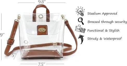 HOXIS Multifunction Clear Backpack for Stadium Approved Convertible Women Cross Body Bag (Brown) in Saudi Arabia