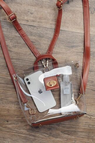 HOXIS Multifunction Clear Backpack for Stadium Approved Convertible Women Cross Body Bag (Brown) in Saudi Arabia