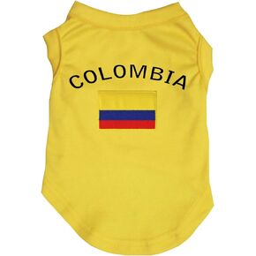 Petitebella Colombia & Flag Puppy Dog Shirt (Yellow/Blue Hem, Small)
