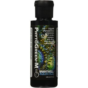 Brightwell Aquatics PhytoGreen-M, 10 - 15 micron phytoplankton suspension for soft corals, clams, sponges, & other filter-feeders, 2 Liter