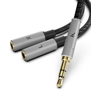 3.5mm True Stereo L R Splitter Cable, 3.5mm Male to 3.5mm Female L R Aux Audio Adapter HiFi Sound Headphone Jack Metal Shell 3.5mm 1/8 Y L/R True Splitter for Phone Speaker MP3 Tablet TV