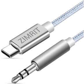 USB Type C Cable to 3.5mm Audio Aux Jack Cord 3 ft Nylon Cable, Headphone Car Stereo Cord Compatible for iPhone 15 Plus/15 Max/iPad Pro, Ultra S22 S23 Plus Note 20, Laptop, Speaker, Cell Phone