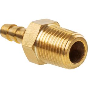 JUWO Brass Hose Barb Fitting, 1/8" Barb x 1/8" NPT Male Pipe Adapter Connector, Ideal for Air, Gas, Fuel, Oil