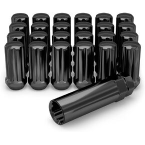 White Knight 3809LBK-24AM Black Chrome M14x1.50 Duplex Spline Lug Nut with Key, 24 Pack