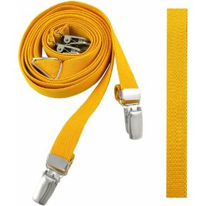 Men's Narrow Solid Suspenders - X-Back - 42 inches Long - 0.75 inch Straps - Clip-On - Canary Yellow
