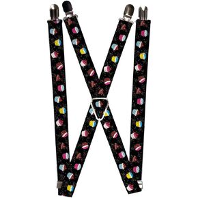 Buckle-Down Men's Suspender-Cupcakes, Multicolor, One Size