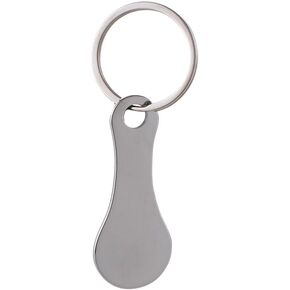 1Pc Silver Stainless Steel Shopping Trolley Token, Quarter Holder Keychain Metal Coin Holder Couple Key Chain DIY Shopping Cart Token, Portable Shopping Trolley Tokens Wine Bottle Opener Bag Pendant