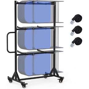 Folding Chair and Table Cart,400LBS Weight Capacity Folding Chair Dolly Maximize The Use of Vertical Space 4pcs Swivel Caster Folding Chair Cart with Straps Simplify Transportation of Chair and Table