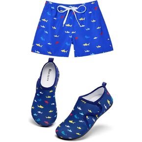 Racqua الأولاد أحذية السباحة المائية طفل كبير القرش الأزرق حجم 1-1.5 الأولاد سروال سباحة سريع الجفاف مجلس السراويل الشاطئ جذوع القرش حجم 5/6 in Kuwait