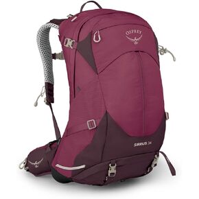 Osprey Sirrus 34L Women's Hiking Backpack, Elderberry Purple/Chiru Tan