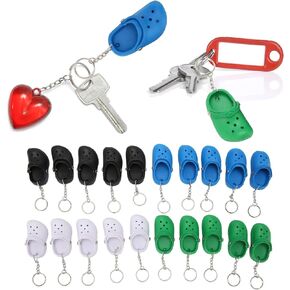 HEEPDD 20Pcs Mini Slipper Keychain, Silicone Beach Hole Little Sandals Key Ring Keychain Slipper Pendant Slipper Clog Shoe Keychain