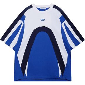 Aelfric Eden Graphic Tees Y2k Mens Oversized T Shirt Color Block Racing Streetwear Shirts Unisex Casual Summer Tops