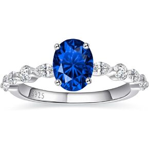 BONLAVIEGEM 1.5ct 925 Sterling Silver Engagement Ring for Women Oval Cut Cubic Zirconic Wedding Ring for Women Sterling Silver CZ Promise Rings Band Width 2.2mm Size 5-9