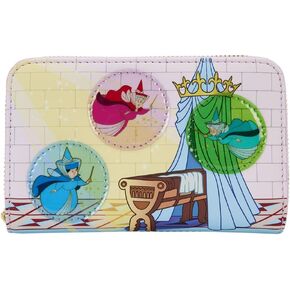 Loungefly Disney Sleeping Beauty Castle Three Good Fairies Stained Glass Zip Around Wallet