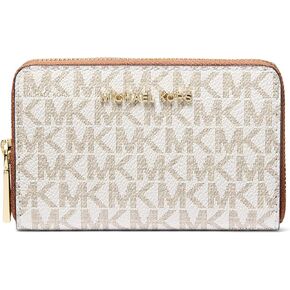 Michael Kors Women's Jet Set Small Zip Around Card Case, Vanilla/Luggage