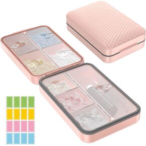 Daily Pill Organizer, 8 compartments Portable Pill Dispenser, Moisture-Proof Travel Pill Case, Large Pill Box for Vitamin, Medicine, Fish Oil/Supplements (Green)