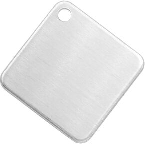 ABBECIAO 50Pack 1" Aluminum Square Blanks Deburred Edges for Metal Stamping and Engraving, Dog Tags Making 14ga. w/Hole