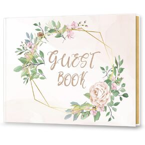 CalenDream Beautiful Wedding Guest Book, 7" x 9" Sign in Book, 120 GSM Thick Paper，Gilded Edges Hardcover Book for Wedding Baby Shower Birthday