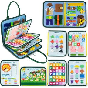 BONNYCO Toddler Busy Board Felt Montessori Toys, Sensory Board, Busy Book, Learning Toddler Toys, Montessori Busy Board | Kids Toys, Gifts for Boys Girls, Birthday Gifts for Kids, Christmas