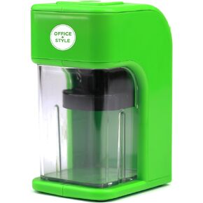 مبراة أقلام إلكترونية على طراز Office مع ميزة أمان التوقف التلقائي وحامل أقلام كبير للمنزل أو المكتب أو الفصل الدراسي - أخضر - من Office + Style، A-PS200G in Kuwait