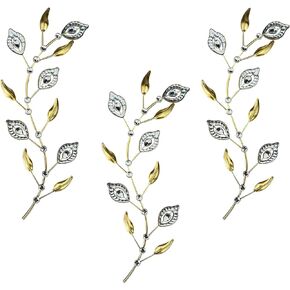 Cityelf 3 Set Crystal Leaf Wall Art Sculpture Iron Tree Leaves Branch Hanging Wall Décor Jeweled Bling Home Deor Acrylic Diamond Accent