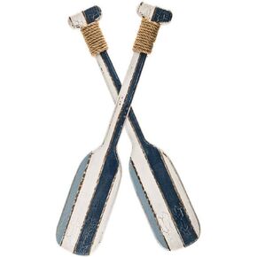 K&N41 Indoor Décor Blue & White Wooden Twin Oar Wall Decor Beach House Paddle Nautical Decor