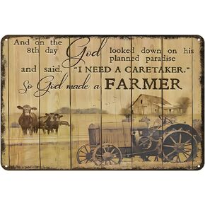 Aenaon Metal Sign God Made A Farmer Tin Sign Vintage Wall Decor Home Bar Cafe Garage Cave Decor Sign 12 X 8 Inch