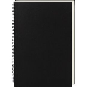 9 inch x 6 inch, 100GSM, Blank Spiral Notebook, 1-Pack, Soft Cover, Sketch book, 160 Pages / 80 Sheets, (Black)