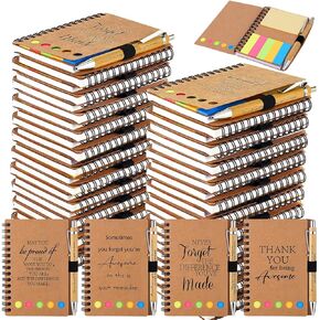 Employee Appreciation Gifts Spiral Notebooks with Sticky Notes Notepads Thank You Journals Inspirational Bamboo Ballpoint Pens Bulk for Nurse Teacher Coworker (20)