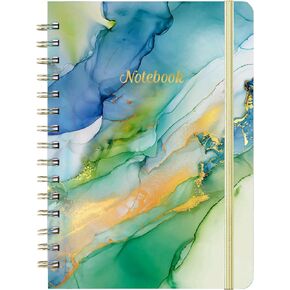 Spiral Journal/Notebook - Lined Journal with Hardcover and Premium Thick Paper, 8.5" x 6.5", College Ruled Spiral Notebook/Journal, Strong Twin-Wire Binding, Back Pocket, Blue Pattern