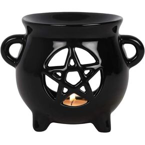 Pacific Giftware Pentacle Cauldron Tealight Candle Ceramic Oil Burner 4" Tall