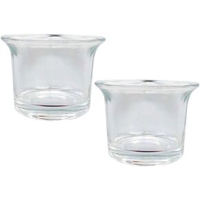 2Pcs Round Clear Glass Cups Votive Candles Cup Holder Empty Small Cup for DIY Candles Aromatherapy Making, Birthday Party, Wedding Decorations and Dinner Centerpieces, 64 x 45MM