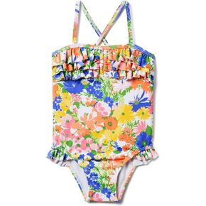 Janie and Jack Girls' Bold Floral Onepiece (Toddler/Little Big Kids)