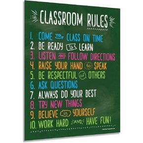 ZOCO Classroom Rules Poster - LAMINATED, 17x22 Inches - Class Expectations - Motivational Posters for Elementary, Middle, High School - Teacher Supplies and Decorations