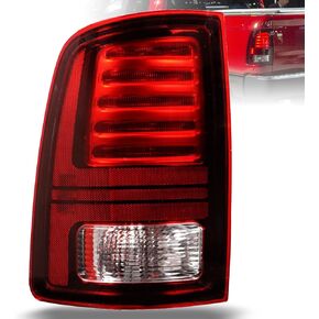 Led Tail Lights Compatible with Ram 1500 2013-2018 Ram 2500/3500 2014-2018 Rear Taillight with Blub Brake Lamp Assembly Red Lens Black Interior Left Driver Side Replace 68093081AB