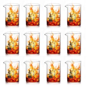 EISCO 12PK Beakers, 100ml - Low Form with Spout - White, 25ml Graduations - Borosilicate 3.3 Glass