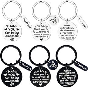 6/12 PCS Thank You Gifts Appreciation Keychain for Women Men, Teacher Employee Keychain for Coworkers Teacher