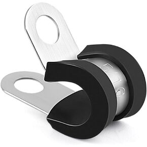 Delgada 20 Pack 1 Inch 304 Stainless Steel P-Style Cable Clamps - Rubber Cushioned Insulated Clamp,Secure Tube, Pipe, and Wire Cord Installation (1 inch)