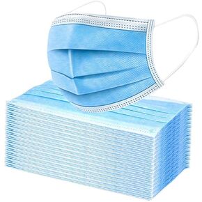 Disposable Face Masks, 3Ply Safety Face Mask, 50 PCS - 3 Layers Blue Protective Face Mask For Daily Use, Breathable Facemasks, Anti-Dust Disposable Mask with Earloop for Personal Care