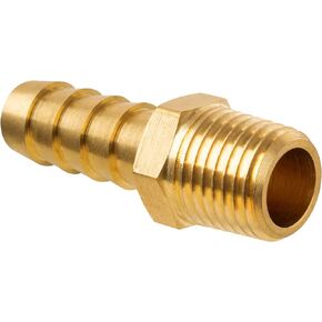 JUWO Brass Hose Barb Fitting, 3/8" Barb x 1/4" NPT Male Pipe Adapter Connector, Ideal for Air, Gas, Fuel, Oil