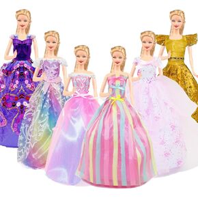 16 PCS Doll Clothes and Accessories for 11.5 inch Girl Doll Including 6 Princess Gowns and 10 Pair of Shoes Fashion Wedding Dress Doll Christmas Birthday Gift for Girls