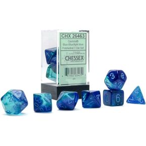 Gemini Polyhedral Dice Set | Set of 7 Dice in a Variety of Sizes Designed for Roleplaying Games | Premium Quality Dice for Tabletop RPGs | Luminary Blue and Light Blue Color | Made by Chessex