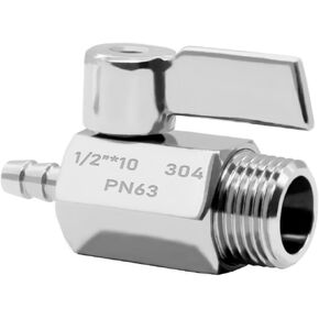 Beduan 2PCS Stainless Steel 3/8" Hose Barb x 1/4"NPT Male Mini Ball Valve for Air Gas Fuel Water Home Brew Kettle